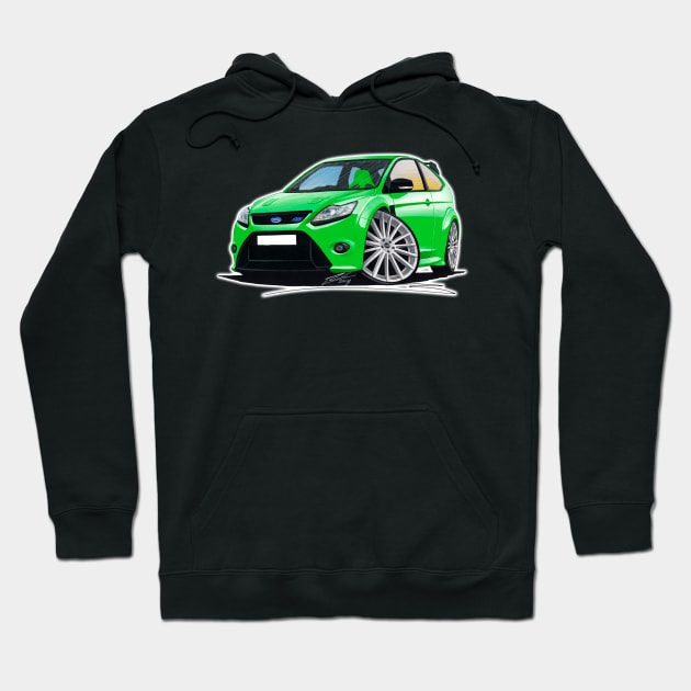 Ford Focus (Mk2) RS Green Caricature Car Art Hoodie by y30man5